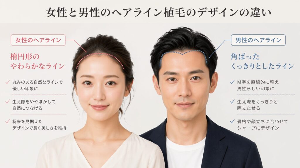 女性と男性のヘアラインの違い